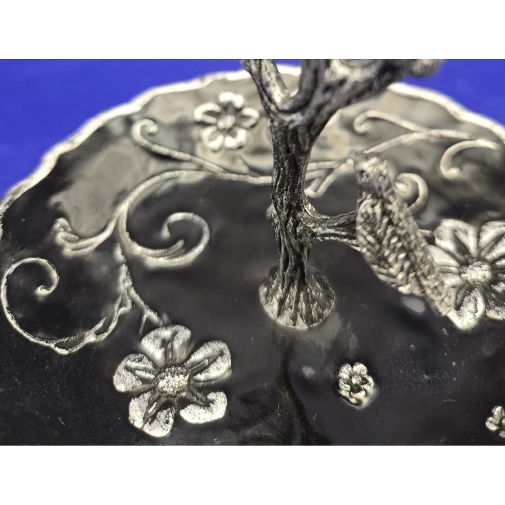 Black Enamel Dish For Trinkets By Cynthia Rawley NY With Bird On A Branch‎ B#28